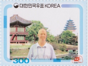 NZ's commissoner immortalised on a personalised Korea Post issue  - one of thousands to do so at the exhibition.