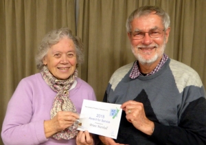 Brian being presented with his award by Barbara Street, Northern delegate to Federation.