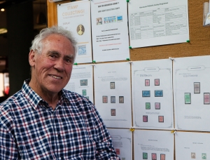 Colin Dyer in front of his display at the Palmerston North library